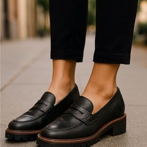 Madewell Black Lugsole Leather Loafers